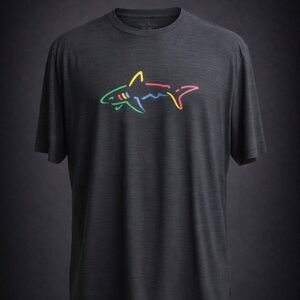Greg Norman Play Dry Performance Golf Shirt Gray Shark Logo XL